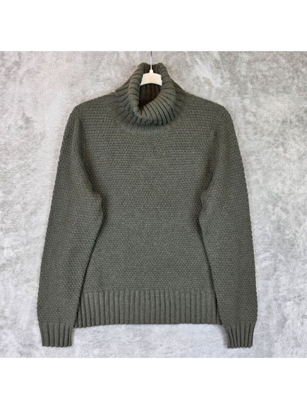 Patagonia Sweater Womens M Green Waffle Knit Turtleneck Long Sleeve Pullover